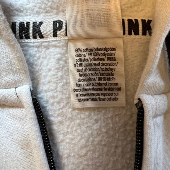 PINK VS Black White Full Zip Hoodie with pockets Size Small Vintage Y2k Teens - Picture 13 of 13